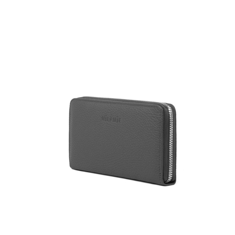 SARA portfel damski skórzany gołębia szarość widok z boku – MILAMIE Warsaw