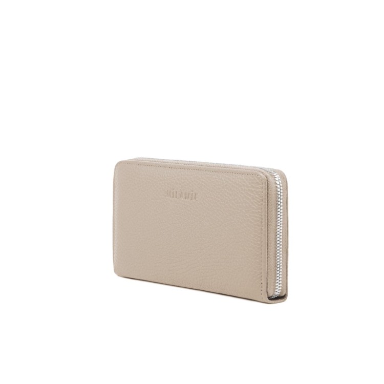 SARA portfel damski skórzany beż piaskowa widok z boku – MILAMIE Warsaw