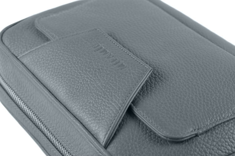 LEA torebka skórzana na ramię gołębia szarość detal zapięcia – MILAMIE Warsaw